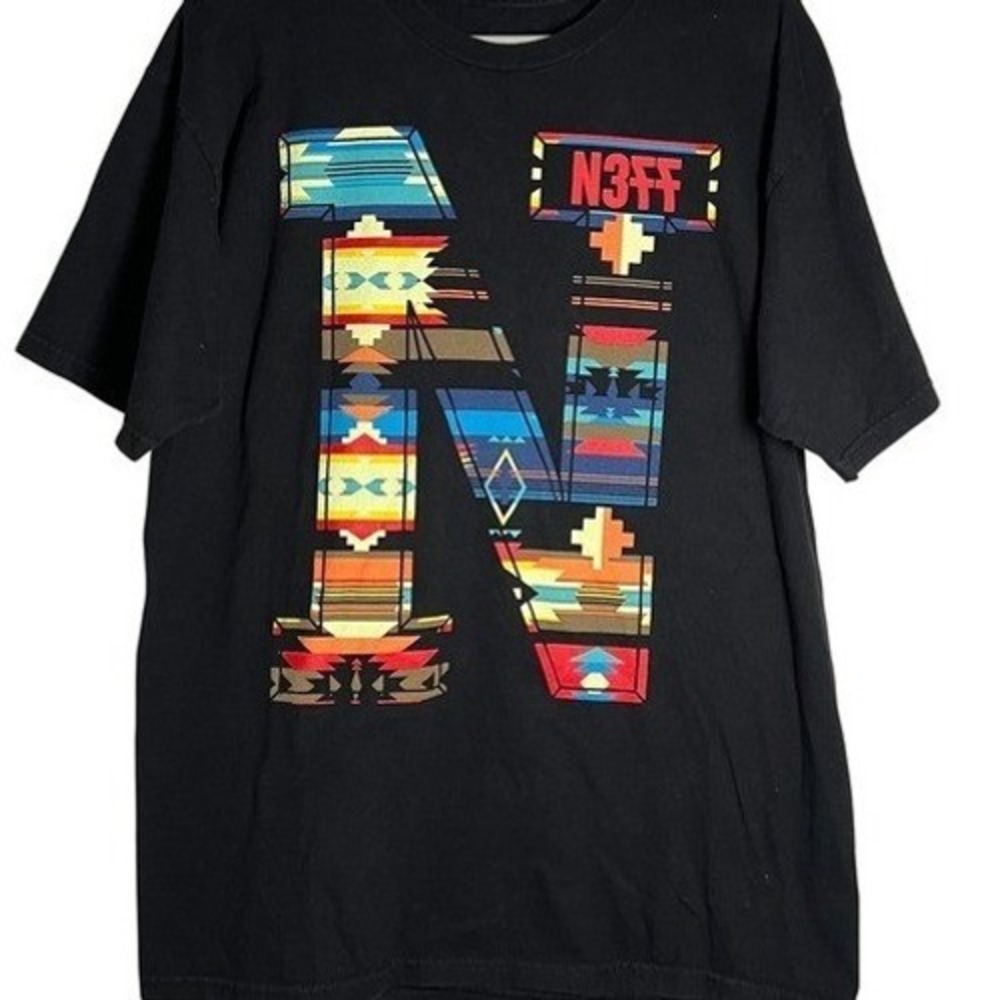 Neff Mac Miller T-Shirt Mens Large Black Graphic Tee Southwestern Tribal N3FF